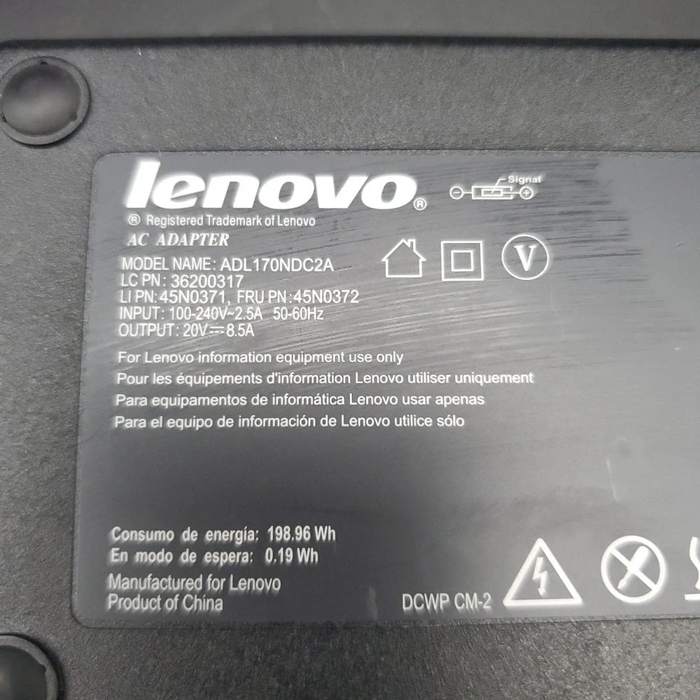 OEM LENOVO ADL170NDC2A 20V 8.5A 170W  AC Power Adapter Charger COMPLETE